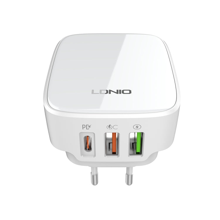 LDNIO Q334 32W Type-C + Dual USB Port Charger with 1m USB-C / Type-C Data Cable, Plug Type:EU Plug(White) - USB Charger by LDNIO | Online Shopping UK | buy2fix