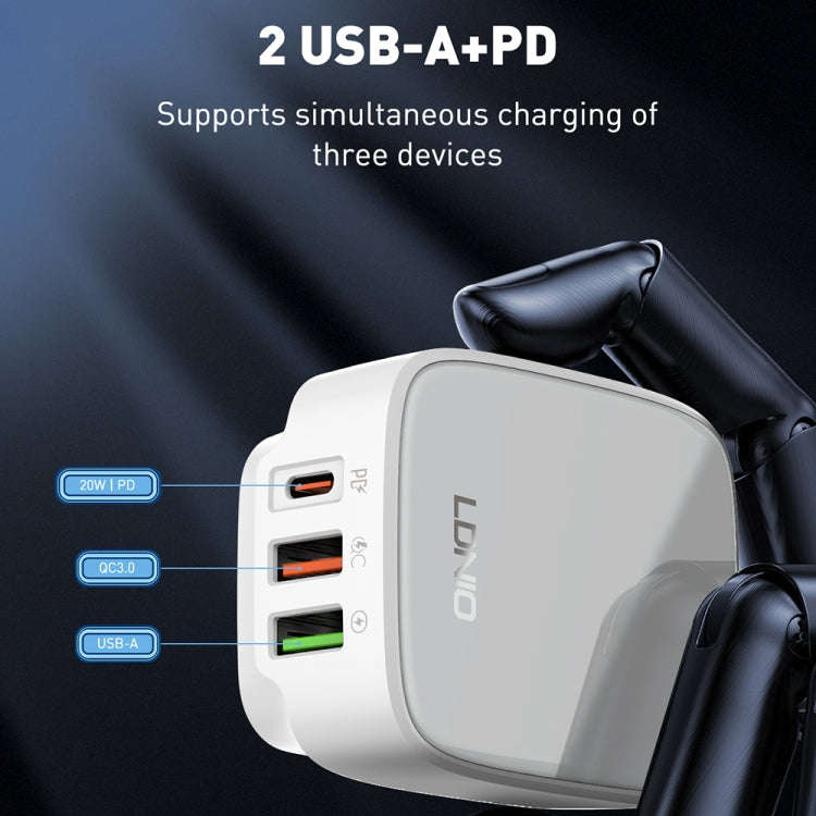 LDNIO Q334 32W Type-C + Dual USB Port Charger with 1m USB-C / Type-C Data Cable, Plug Type:UK Plug(White) - USB Charger by LDNIO | Online Shopping UK | buy2fix