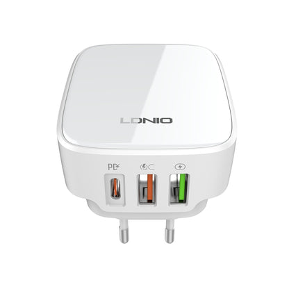 LDNIO Q334 32W Type-C + Dual USB Port Charger with 1m USB-C / Type-C to USB-C / Type-C Data Cable, Plug Type:EU Plug(White) - USB Charger by LDNIO | Online Shopping UK | buy2fix