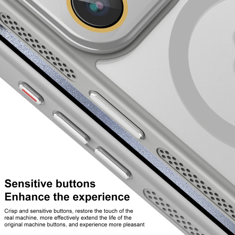 For iPhone 16 Side Cooling Skin Feel Frosted MagSafe Magnetic Phone Case(Grey) - iPhone 16 Cases by buy2fix | Online Shopping UK | buy2fix