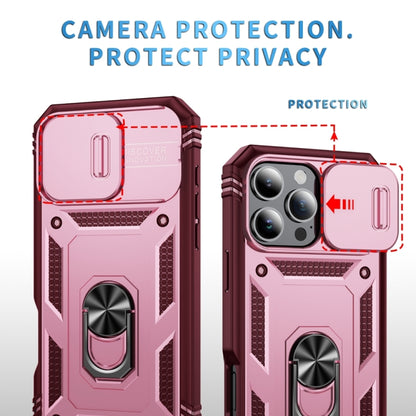 For iPhone 16 Pro Sliding Camshield TPU + PC Phone Case with Holder(Pink+Rose Red) - iPhone 16 Pro Cases by buy2fix | Online Shopping UK | buy2fix