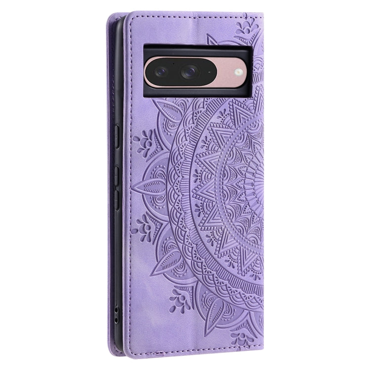 For Google Pixel 9 / 9 Pro Totem Embossed Magnetic Leather Phone Case(Purple) - Google Cases by buy2fix | Online Shopping UK | buy2fix