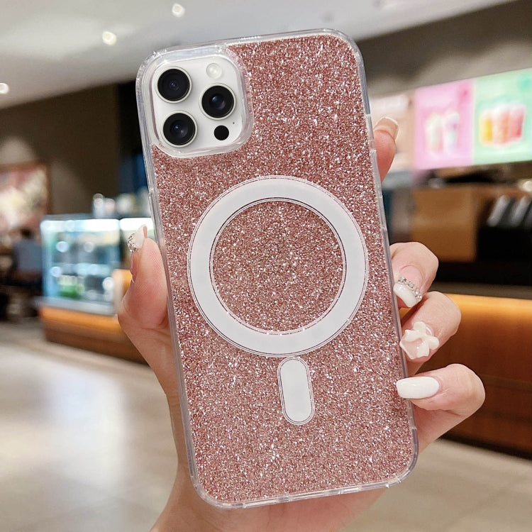 For iPhone 15 Pro Max Acrylic Transparent Glitter MagSafe Phone Case(Pink) - iPhone 15 Pro Max Cases by buy2fix | Online Shopping UK | buy2fix