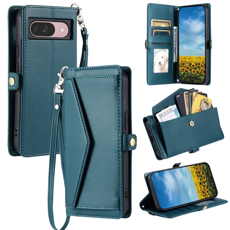 For Google Pixel 9 / 9 Pro Wallet Multi-card Slot Leather Phone Case with Lanyard(Green) - Google Cases by buy2fix | Online Shopping UK | buy2fix