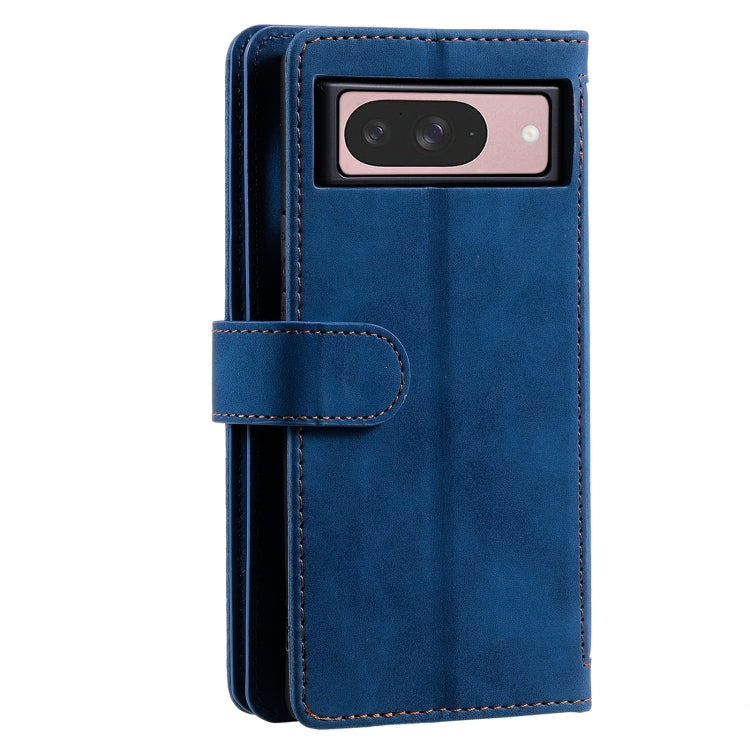 For Google Pixel 9 / 9 Pro Zipper Wallet Bag Horizontal Flip PU Phone Case with 9 Card Slots(Blue) - Google Cases by buy2fix | Online Shopping UK | buy2fix