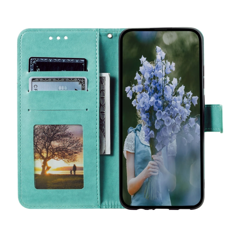 For Google Pixel 9 / 9 Pro Totem Flower Embossed Leather Phone Case with Lanyard(Green) - Google Cases by buy2fix | Online Shopping UK | buy2fix