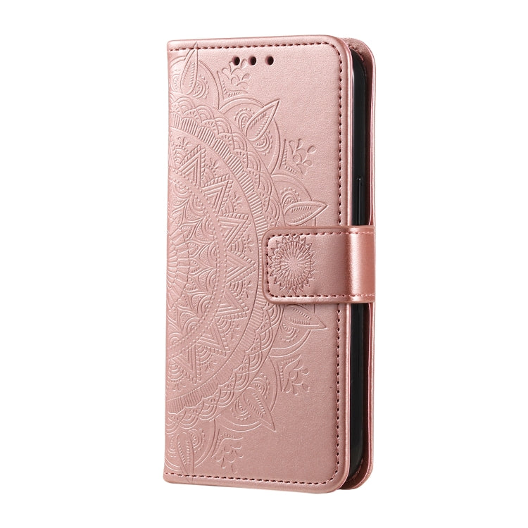 For Google Pixel 9 / 9 Pro Totem Flower Embossed Leather Phone Case with Lanyard(Rose Gold) - Google Cases by buy2fix | Online Shopping UK | buy2fix