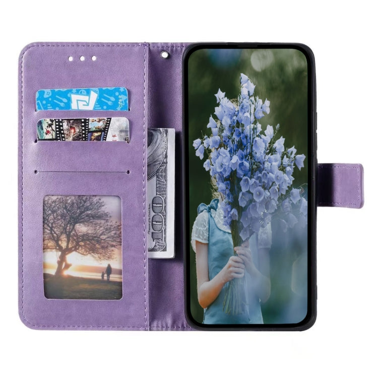 For Google Pixel 9 / 9 Pro Totem Flower Embossed Leather Phone Case with Lanyard(Purple) - Google Cases by buy2fix | Online Shopping UK | buy2fix