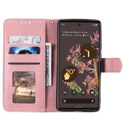 For Google Pixel 9 / 9 Pro Nail Skin Feel Stitching Calf Texture Leather Phone Case(Rose Gold) - Google Cases by buy2fix | Online Shopping UK | buy2fix