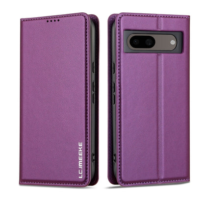 For Google Pixel 8 LC.IMEEKE L1 Series Frosted Fine Texture PU Phone Case(Purple) - Google Cases by LC.IMEEKE | Online Shopping UK | buy2fix