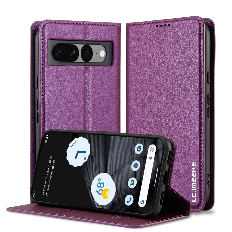 For Google Pixel 7 Pro 5G LC.IMEEKE L1 Series Frosted Fine Texture PU Phone Case(Purple) - Google Cases by LC.IMEEKE | Online Shopping UK | buy2fix