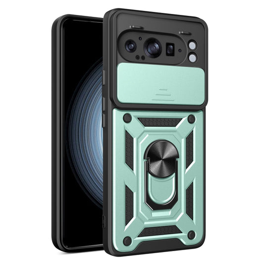 For Google Pixel 9 Pro XL Sliding Camera Cover Design TPU+PC Phone Case(Green) - Google Cases by buy2fix | Online Shopping UK | buy2fix