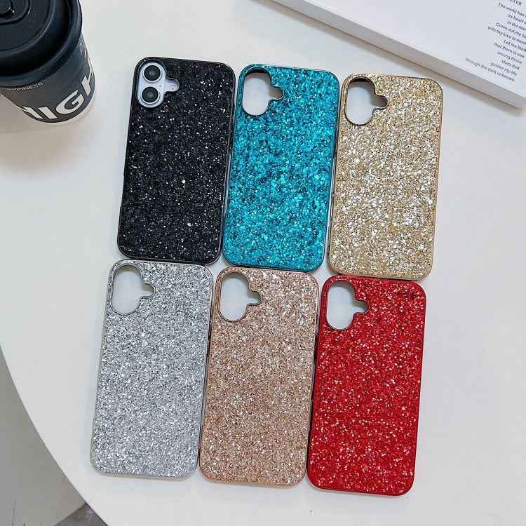 For iPhone 16 Glitter Powder Shockproof TPU Phone Case(Silver) - iPhone 16 Cases by buy2fix | Online Shopping UK | buy2fix