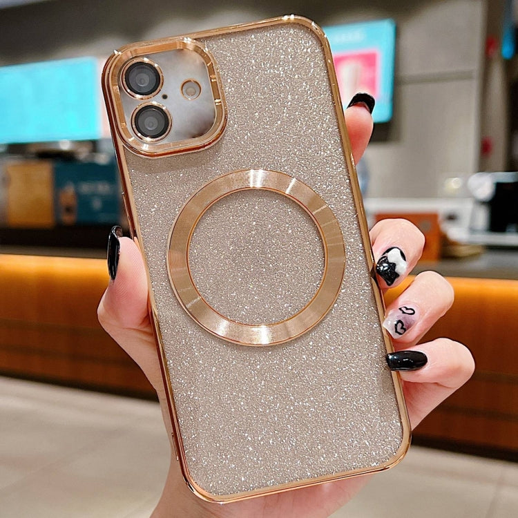 For iPhone 16 Plus Electroplating Pure Color Glitter Powder MagSafe Phone Case(Gold) - iPhone 16 Plus Cases by buy2fix | Online Shopping UK | buy2fix