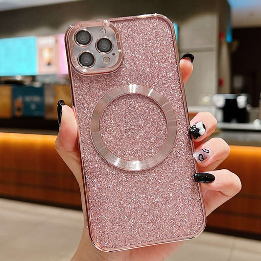 For iPhone 16 Pro Electroplating Pure Color Glitter Powder MagSafe Phone Case(Pink) - iPhone 16 Pro Cases by buy2fix | Online Shopping UK | buy2fix