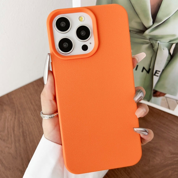 For iPhone 16 Pro Max Leather Texture TPU Full Coverage Phone Case(Orange) - iPhone 16 Pro Max Cases by buy2fix | Online Shopping UK | buy2fix