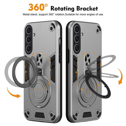 For Samsung Galaxy S25+ 5G Metal Ring 360 Degree Rotating Holder PC Hybrid TPU Phone Case(Silver Grey) - Galaxy S25+ 5G Cases by buy2fix | Online Shopping UK | buy2fix