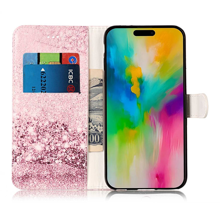 For iPhone 16 Plus Colored Drawing Marble Pattern Leather Phone Case(Rose Gold) - iPhone 16 Plus Cases by buy2fix | Online Shopping UK | buy2fix