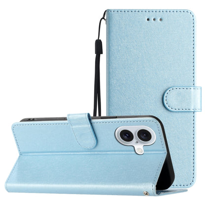 For iPhone 16 Plus Silk Texture Horizontal Flip Leather Phone Case(Light Blue) - iPhone 16 Plus Cases by buy2fix | Online Shopping UK | buy2fix