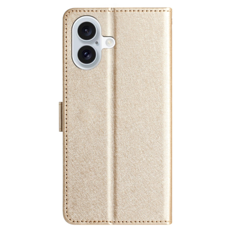 For iPhone 16 Plus Silk Texture Horizontal Flip Leather Phone Case(Gold) - iPhone 16 Plus Cases by buy2fix | Online Shopping UK | buy2fix