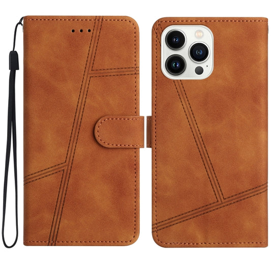 For iPhone 16 Pro Skin-feel Stitching Leather Phone Case(Brown) - iPhone 16 Pro Cases by buy2fix | Online Shopping UK | buy2fix