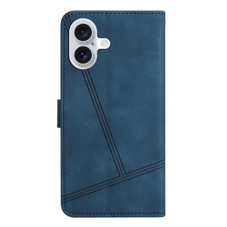 For iPhone 16 Plus Skin-feel Stitching Leather Phone Case(Blue) - iPhone 16 Plus Cases by buy2fix | Online Shopping UK | buy2fix