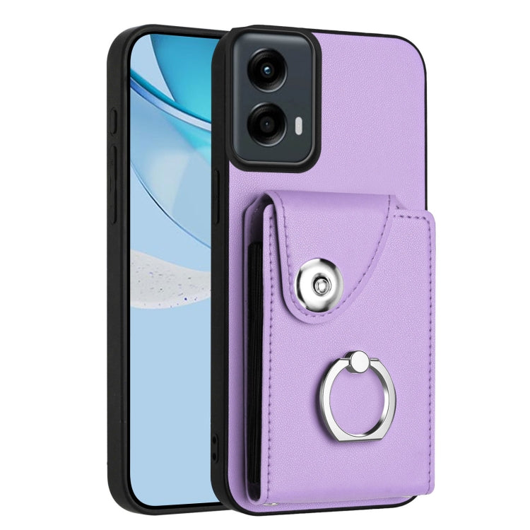 For Motorola Moto G 5G 2024 Organ Card Bag Ring Holder Phone Case(Purple) - Motorola Cases by buy2fix | Online Shopping UK | buy2fix