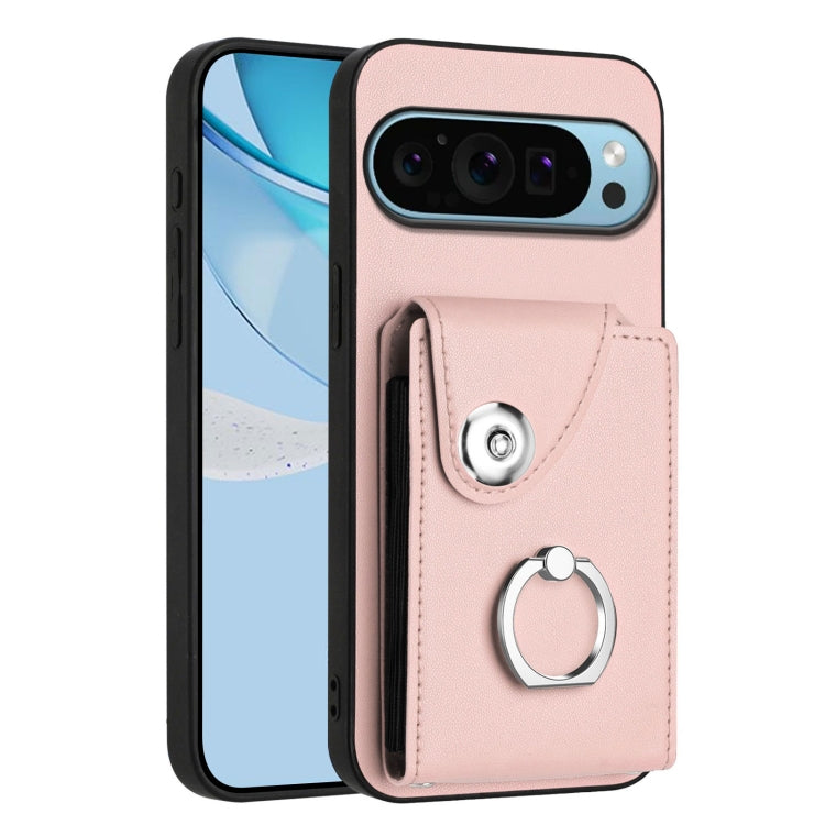 For Google Pixel 9 Pro XL Organ Card Bag Ring Holder Phone Case(Pink) - Google Cases by buy2fix | Online Shopping UK | buy2fix