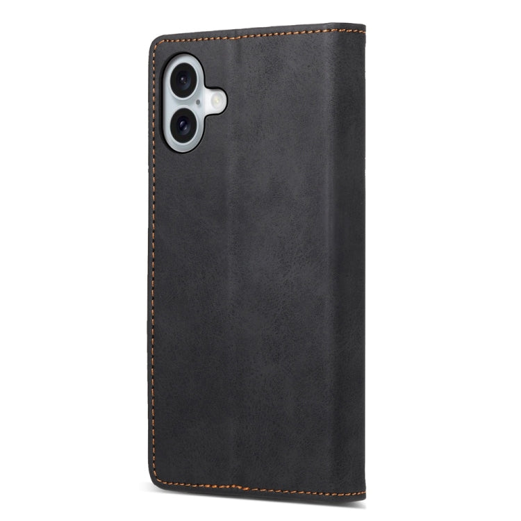 For iPhone 16 Plus Business Solid Color Magnetic RFID Leather Phone Case(Black) - iPhone 16 Plus Cases by buy2fix | Online Shopping UK | buy2fix