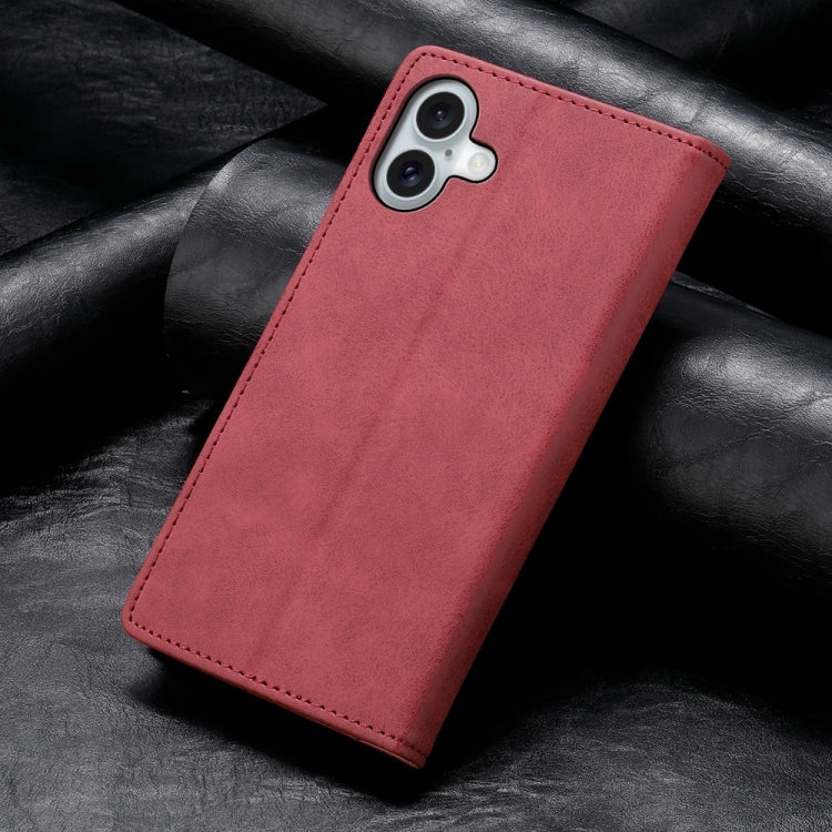 For iPhone 16 Plus Business Solid Color Magnetic RFID Leather Phone Case(Red) - iPhone 16 Plus Cases by buy2fix | Online Shopping UK | buy2fix