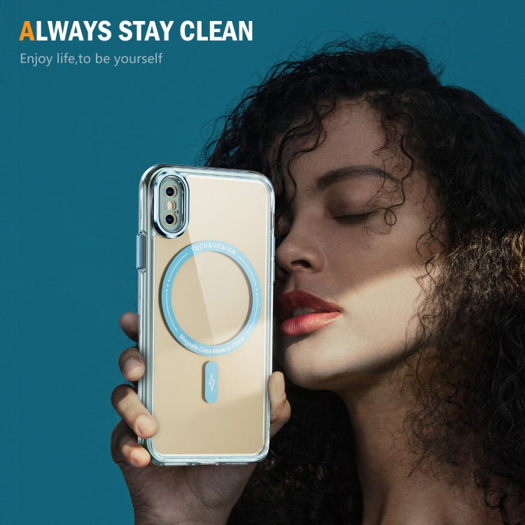 For iPhone XS Max Airbag Magsafe PC Hybrid TPU Phone Case(Clear Blue) - More iPhone Cases by buy2fix | Online Shopping UK | buy2fix