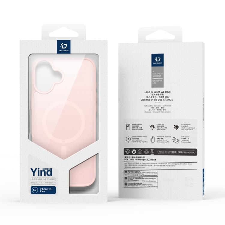 For iPhone 16 Plus DUX DUCIS Yind Series MagSafe TPU Hybrid PC Phone Case(Light Pink) - iPhone 16 Plus Cases by DUX DUCIS | Online Shopping UK | buy2fix