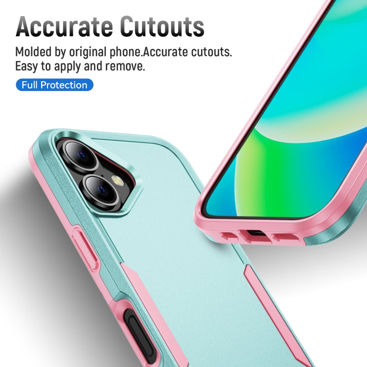 For iPhone 16 Plus Pioneer Armor Heavy Duty PC + TPU Phone Case(Green+Pink) - iPhone 16 Plus Cases by buy2fix | Online Shopping UK | buy2fix