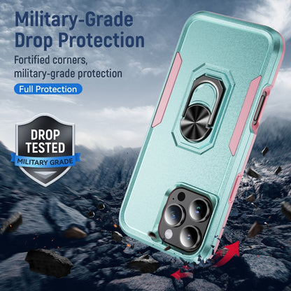 For iPhone 16 Pro Pioneer Armor Heavy Duty PC + TPU Phone Case with Holder(Green+Pink) - iPhone 16 Pro Cases by buy2fix | Online Shopping UK | buy2fix