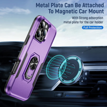 For iPhone 16 Pro Pioneer Armor Heavy Duty PC + TPU Phone Case with Holder(Purple+Black) - iPhone 16 Pro Cases by buy2fix | Online Shopping UK | buy2fix