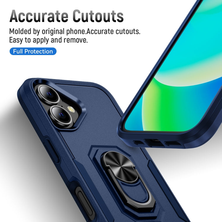 For iPhone 16 Plus Pioneer Armor Heavy Duty PC + TPU Phone Case with Holder(Blue) - iPhone 16 Plus Cases by buy2fix | Online Shopping UK | buy2fix