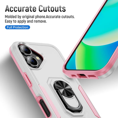 For iPhone 16 Pioneer Armor Heavy Duty PC + TPU Phone Case with Holder(White+Pink) - iPhone 16 Cases by buy2fix | Online Shopping UK | buy2fix