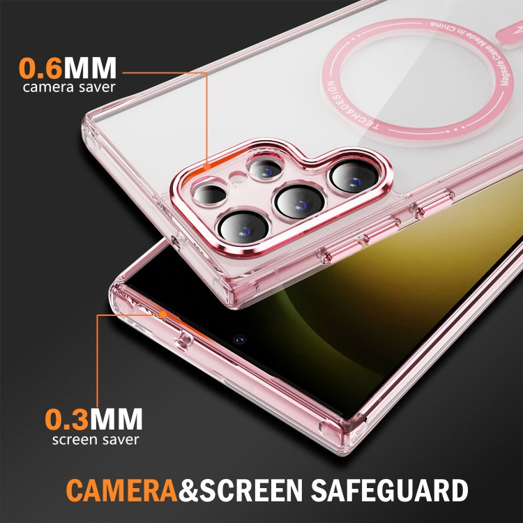 For Samsung Galaxy S23 Ultra 5G Airbag Magsafe PC Hybrid TPU Phone Case(Clear Pink) - Galaxy S23 Ultra 5G Cases by buy2fix | Online Shopping UK | buy2fix