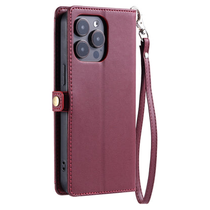 For iPhone 16 Pro Wallet Multi-card Slot Leather Phone Case with Lanyard(Wine Red) - iPhone 16 Pro Cases by buy2fix | Online Shopping UK | buy2fix