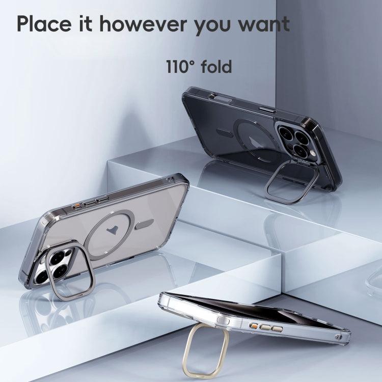 For iPhone 16 Pro Max Mirror Crystal Clear Lens Holder MagSafe Magnetic Phone Case(Transparent Black) - iPhone 16 Pro Max Cases by buy2fix | Online Shopping UK | buy2fix