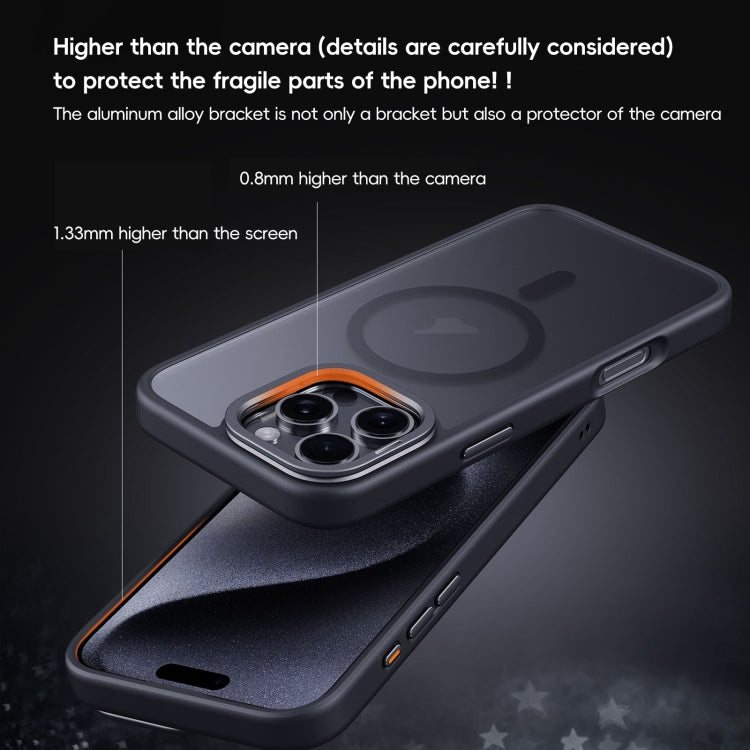 For iPhone 16 Plus Frosted Lens Holder MagSafe Magnetic Phone Case(Puprle) - iPhone 16 Plus Cases by buy2fix | Online Shopping UK | buy2fix