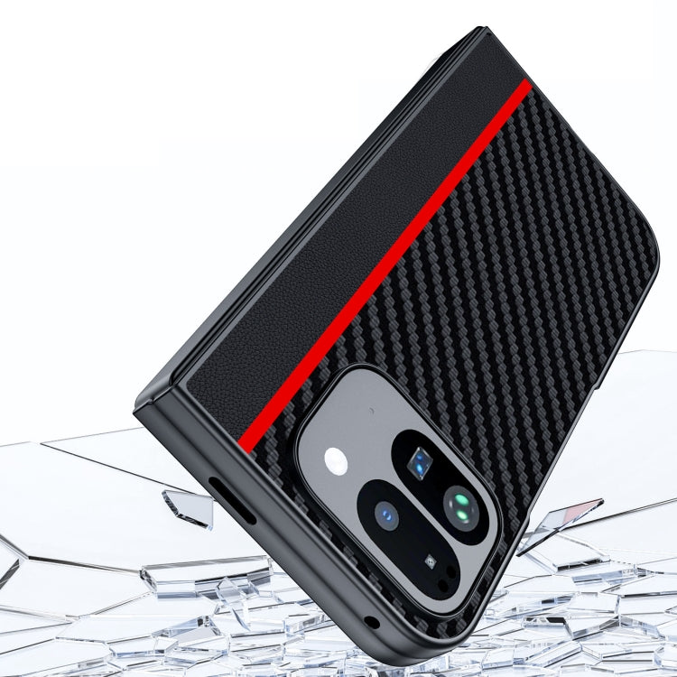 For Google Pixel 9 Pro Fold Ultra-thin Carbon Fiber Texture Printing Phone Case(Black Red) - Google Cases by buy2fix | Online Shopping UK | buy2fix