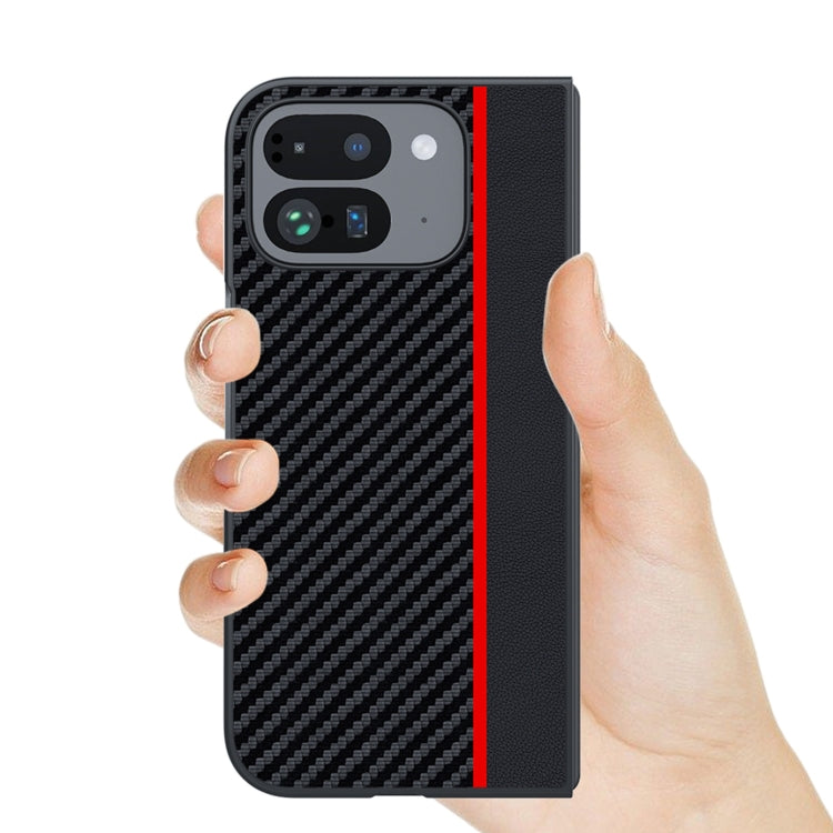 For Google Pixel 9 Pro Fold Ultra-thin Carbon Fiber Texture Printing Phone Case(Black Yellow) - Google Cases by buy2fix | Online Shopping UK | buy2fix