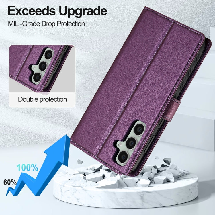 For Samsung Galaxy S24 FE 5G LC.IMEEKE L2 Series Detachable Magsafe PU Phone Case with Lanyard(Purple) - Galaxy S24 FE 5G Cases by LC.IMEEKE | Online Shopping UK | buy2fix