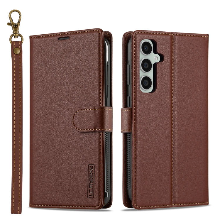 For Samsung Galaxy A35 5G LC.IMEEKE L2 Series Detachable Magsafe PU Phone Case with Lanyard(Brown) - Galaxy Phone Cases by LC.IMEEKE | Online Shopping UK | buy2fix