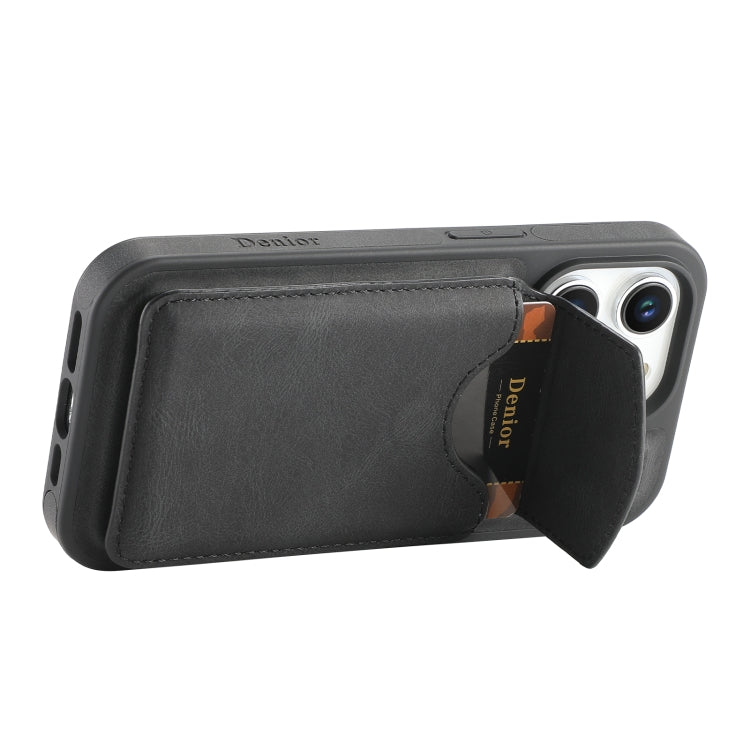 For iPhone 16 Denior D19 Skin Feel MagSafe Detachable Card Slot Phone Case(Black) - iPhone 16 Cases by Denior | Online Shopping UK | buy2fix