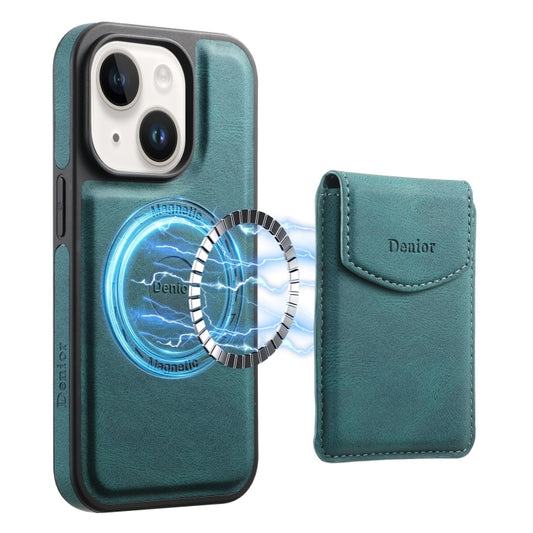 For iPhone 15 Plus / 14 Plus Denior D19 Skin Feel MagSafe Detachable Card Slot Phone Case(Blue) - iPhone 15 Plus Cases by Denior | Online Shopping UK | buy2fix