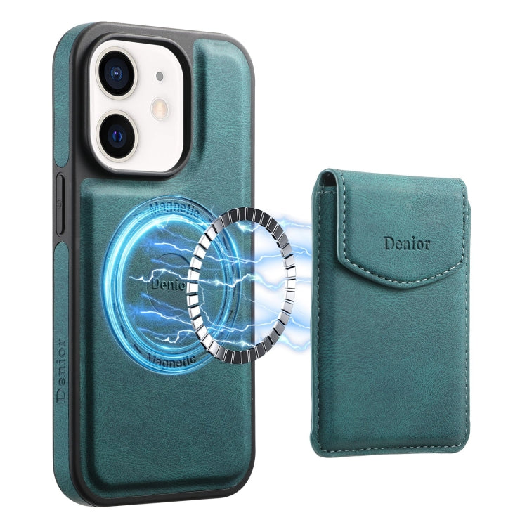 For iPhone 12 / 12 Pro Denior D19 Skin Feel MagSafe Detachable Card Slot Phone Case(Blue) - iPhone 12 / 12 Pro Cases by Denior | Online Shopping UK | buy2fix