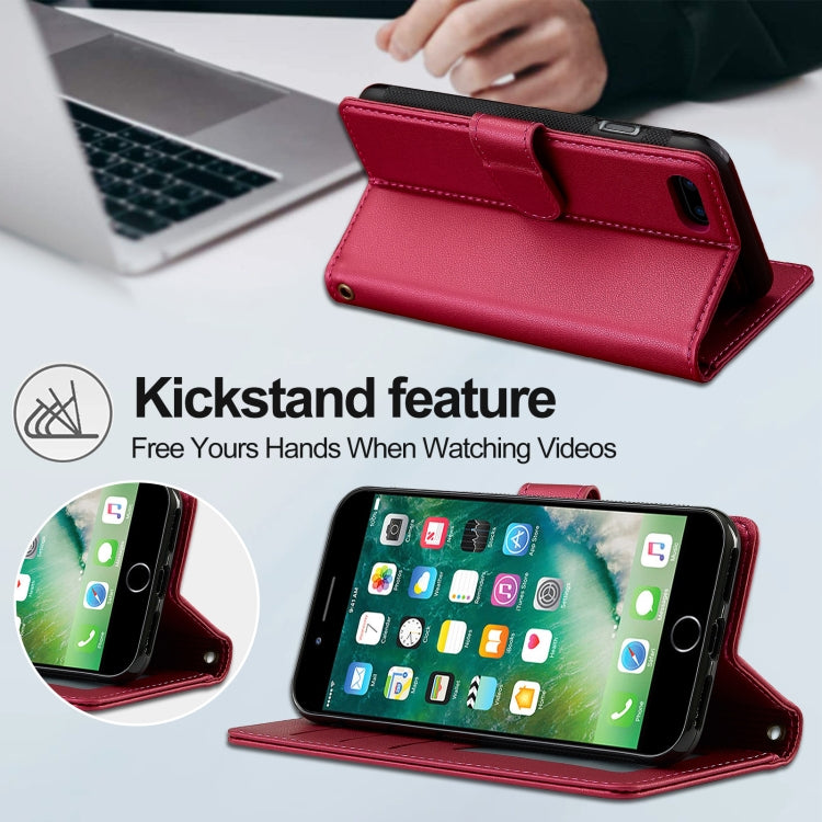 For iPhone 7 / 8 / SE 2020 2022 LC.IMEEKE L2 Series Detachable Magsafe PU Phone Case with Lanyard(Red) - iPhone SE 2022 / 2020 / 8 / 7 Cases by LC.IMEEKE | Online Shopping UK | buy2fix