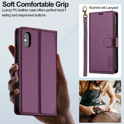 For iPhone X / XS LC.IMEEKE L2 Series Detachable Magsafe PU Phone Case with Lanyard(Purple) - More iPhone Cases by LC.IMEEKE | Online Shopping UK | buy2fix